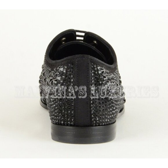 GUCCI SHOES BLACK LACE-UP LOAFERS SATIN WITH BLACK CRYSTALS sz 36.5 6.5 - Picture 10 of 12